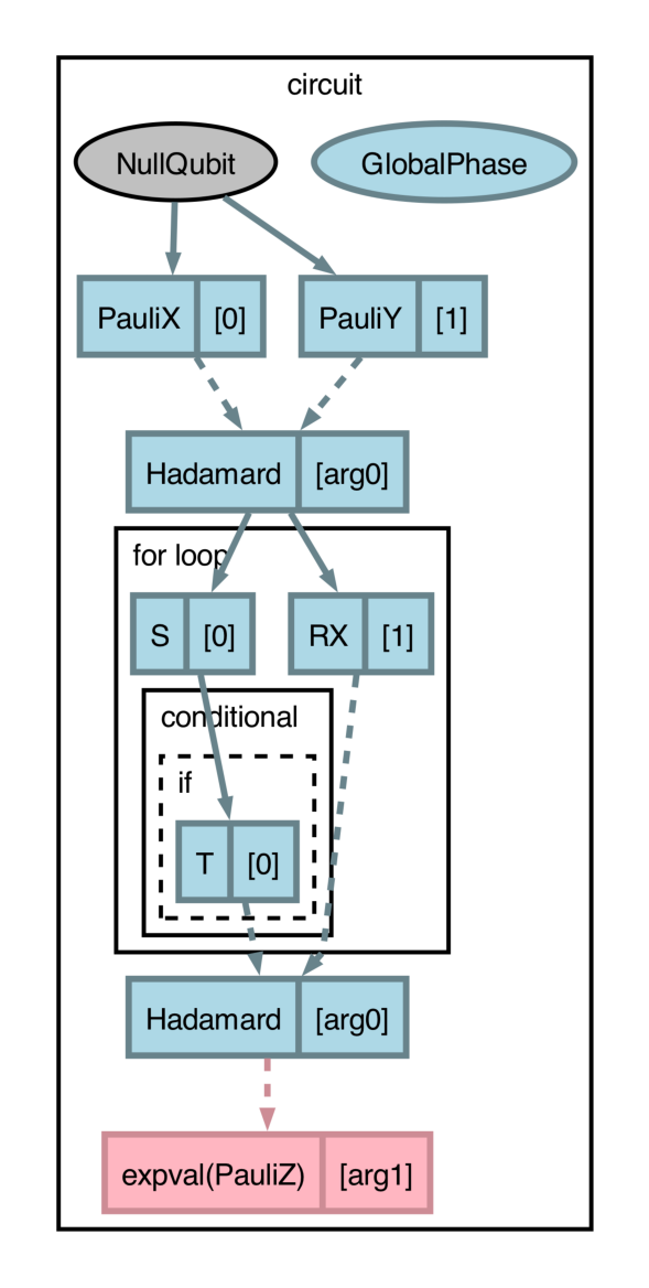 Graphical representation of circuit with dynamicism and structure